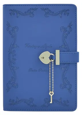 Productafbeelding van Dagboek met slot en sleutel, hartvormig, A5, Polyurethanleer, blauw, 180 pagina's