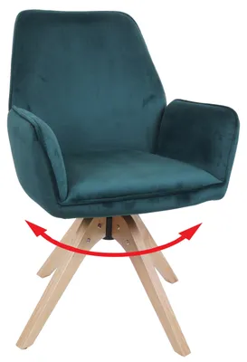 Immagine prodotto di Sedia da pranzo HWC-G67, sedia da tavolo da pranzo, sedia da cucina con braccioli, girevole, in legno e velluto 320 g/m², MVG ~ verde