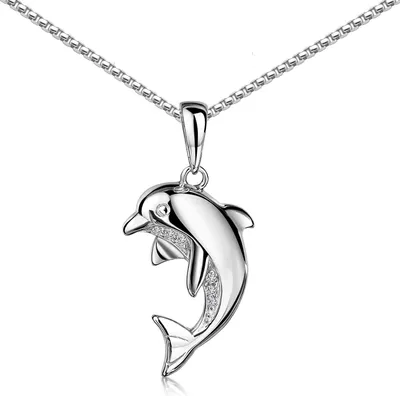 Produktbild von MATERIA by Matthias Wagner Delfin Kettenanhänger Zirkonia 925 Sterling Silber rhodiniert mit Halskette KA-175