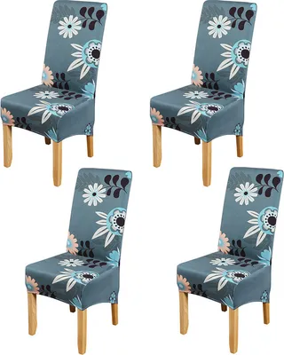 Produktbild von Stretch Stuhlhusse 4 pcs, Parsons Stuhl Slipcover-Stuhlbezüge für Speisesaal, Blumen