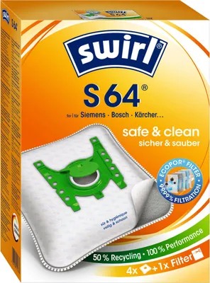 A product package for swirl vacuum cleaner bags.
