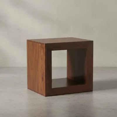 Produktbild von Sheesham Holz Standregal/Beistelltisch: Geradlinig, Handgefertigt. 44x33x44 cm | Kadima Design