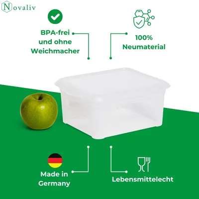 Productafbeelding van 2 opbergboxen, 2 liter, transparant met deksel - Stapelbare kleine plastic box, kunststof opbergbox, multifunctionele box, 20 cm
