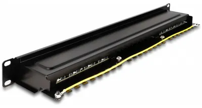 Zdjęcie produktu dla Delock - Patch panel - Montaż w szafie - CAT 6a - RJ-45 X 16, LSA X 16 - Czarny - 1U - 48.3 cm (19")