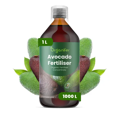 Obrázok produktu pre Tekuté hnojivo Avokádo 1 L – 2-1-8 (NPK) – Pre ovocné stromy – Pre silné stromy a zdravé listy – Podporuje rast koreňov a vitalitu – Organický produkt