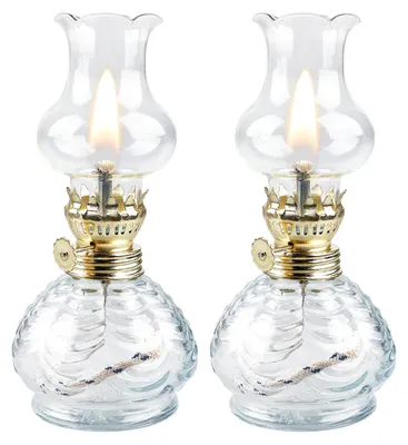 Öllampen 2er-Set, Glas & Metall, Retro, transparent, einstellbar