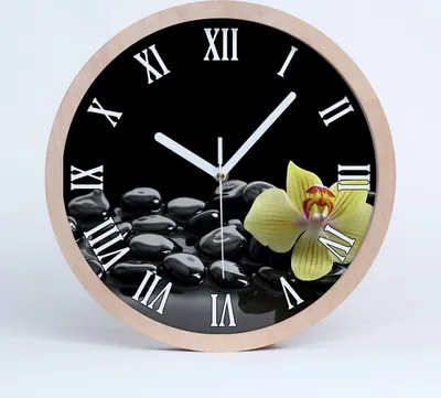 Produktbild von Holzuhr 20fi cm wanduhr - weiße Spitzen - Orchidee