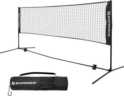 Productafbeelding van Famanu badmintonnet 3 meter - Met verstelbare palen, draagtas, ideaal voor strand en tuin