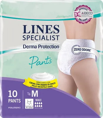 Immagine prodotto di Pannolone Per Incontinenza Lines Specialist Derma Pants Maxi M 10 Pezzi