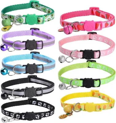 Produktbild von Famanu Katzenhalsband Set 9 Stück - Verstellbar und Reflektierend
