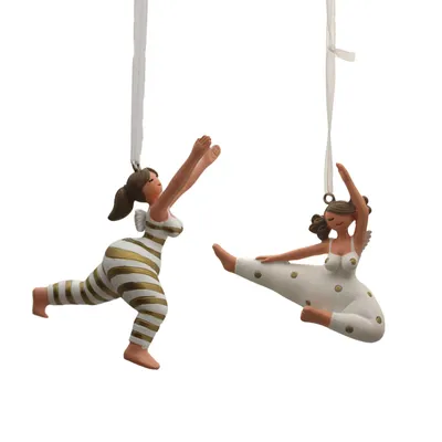 Produktbild von Yoga Engel Hänger Set 2-teilig – Weiße Engel Figuren aus Polyresin zum Hängen | Yoga Deko & Geschenkidee