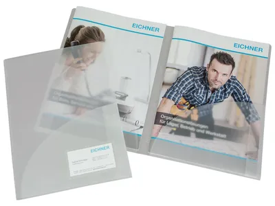 Produktbild von Präsentationsmappe aus Polypropylen mit 2 Innentaschen und selbstklebender Visitenkartentasche, DIN A4, Transparent, Verpackungseinheit: 1 P/10