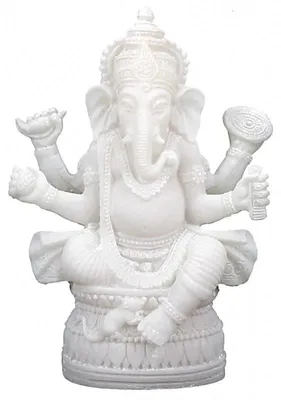 Ganesha-Figur aus Polyharz, weiß, 17 cm, indische Gottheit