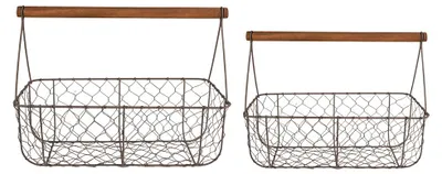 Zdjęcie produktu dla Clayre & Eef Koszyk do przechowywania Zestaw 2 36x17x12/27 cm Brązowy Metal