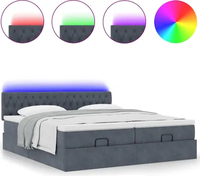 Image de Cadre de lit ottoman avec matelas gris foncé 200x200 cm velours