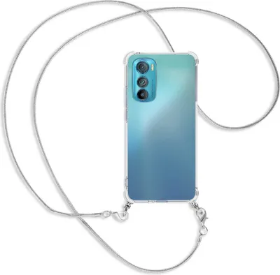 Produktbild von Handykette Backcover-Schutzhülle mit Band (Metall silberfarben) für Motorola Edge 30 5G - silberfarbene Kette Snake