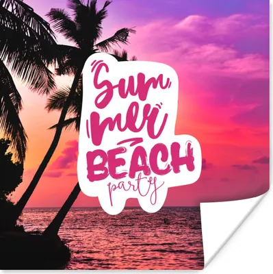 Produktbild von MuchoWow® Poster Sommer - Rosa - Palme - Sprichwörter 75x75 cm - Wand Dekoration