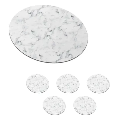 Obrázok produktu pre MuchoWow® Okrúhly sklenený podšálok, sada 6 ks Mramor - biely - sivý 10x10x0.3cm Podložky pod poháre - podložky pod nápoje - ochrana stolovej dosky -