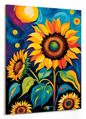 Image de Peinture représentant des tournesols, dimensions 20 x 25 cm