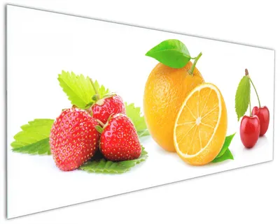Produktbild von Wallario Küchenrückwand aus Glas, Größe: 125 x 50 cm, Motiv: Frische rote Erdbeeren für die Küche | Spritzschutz | abwischbar | pflegeleicht | in