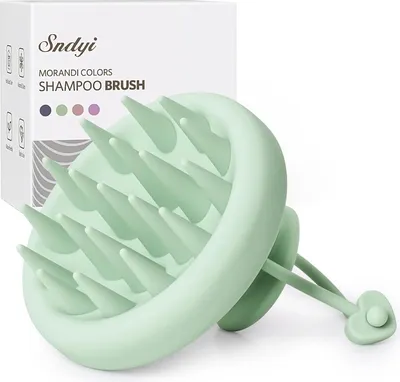 Image de Brosse de massage du cuir chevelu en silicone Brosse à shampooing pour exfoliation Massage de la tête Sapins verts