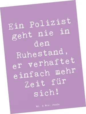 Produktbild von Mr. & Mrs. Panda Postkarte Spruch Polizist Ruhestand - Lavendeltraum - Geschenk, Grußkarte, Schutz der Gemeinschaft, einzelkarte, Pensionierung, Ansichtskarten, Beruf
