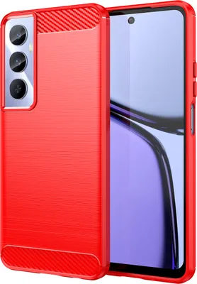Produktbild von Hülle für Realme C65 4G Carbon-Faser Weich TPU Silikon Stoßfest Handyhülle Rot