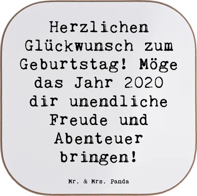 Produktbild von Mr. & Mrs. Panda Untersetzer für Gläser Spruch 2020 Geburtstag Freude - Weiß - Geschenk, Geburtsjahr, Coaster, gläseruntersetzer, Happy Birthday, Tischuntersetzer, Tassen