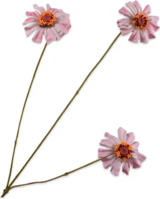 Produktbild von Silk-ka Kunstblumen - Seidenblumen Zinnienzweig rosa-orange 64cm pro 2 Stück