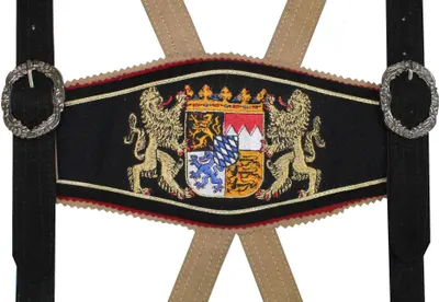 Produktbild von GermanWear, Trachten Hosenträger lederhosen mit Bayerischem Wappen-stickerei, Farbe:Schwarz