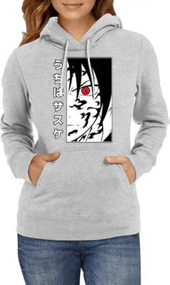 Obrázok produktu pre Dámska Mikina S Kapucňou Japan Animation Manga Anime Comics Naruto Sasuke Uchiha 01 Sasuke, Lady M / Heather šedá