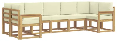 Produktbild von vidaXL Outdoor-Sofagarnitur mit Kissen 7 pcs Weiß und Creme