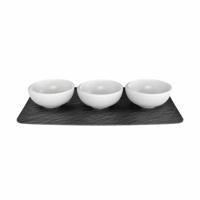 Produktbild von Villeroy & Boch New Moon, Schüssel-Set, Rund, Porzellan, Schwarz, Weiß, Matt, 3 Person(en)