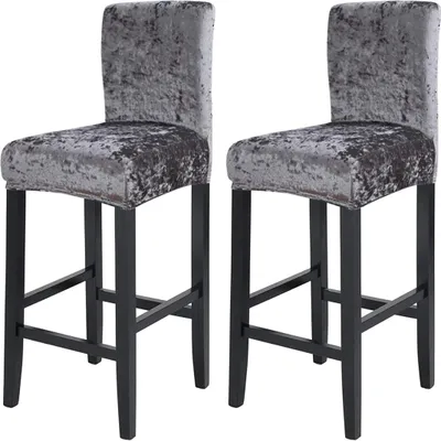 Produktbild von 2 Stück Bar Stuhlhussen Barhocker Stretch Stuhlhusse Abdeckungen Schonbezug Sitzbezug Hussen Abnehmbar Waschbar Stuhlbezug für Barhocker Stuhl（Grau）