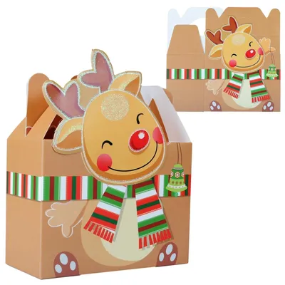 Produktbild von Geschenkbox Faltbox Weihnachten Rentier 21 x 17 x 11 cm Geschenkverpackung aus Pappe Präsentbox zum Selberfalten