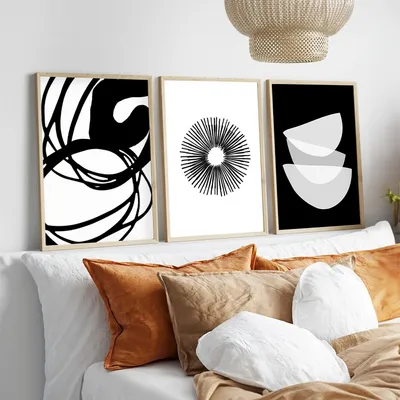 Produktbild von Wallity, Huhu241 - 50 x 70, Dekorativ gerahmtes MDF-Gemälde (3 Stück), Mehrfarbig, 100 % MDF, 50 x 70 cm