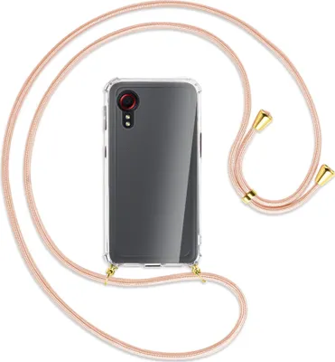 Produktbild von Handykette Backcover-Schutzhülle mit Band (Metall goldfarben) für Samsung Galaxy Xcover 5 (G525) - rose peach