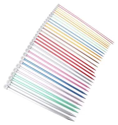 Produktbild von 30-teiliges Stricknadelset, Set aus farbigen Stricknadeln mit einer Spitze, Set aus Aluminium-Stricknadeln in verschiedenen Farben, 15 Größen 2,0–12,0 mm für Socken, Pullover und Bastelprojekte.