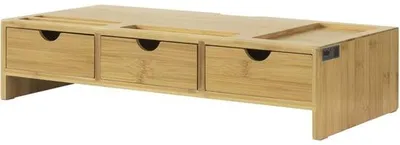 Obrázok produktu pre Kancelársky organizér s 3 zásuvkami – podstavec pod monitor – 25 x 51 x 12 cm – bambus