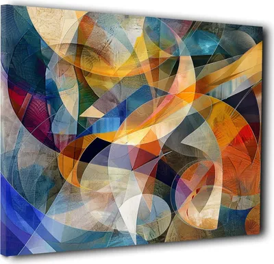 Produktbild von Abstrakt farbenfrohe Formen Komposition Leinwandbild Wandbild Wanddeko: 150x150x4cm