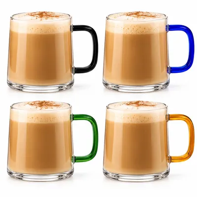 Produktbild von 4er Set Glastassen 290 ml Borosilikatglas Kaffeetasse Teegläser Bunt