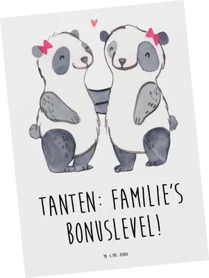 Produktbild von Mr. & Mrs. Panda Grußkarte Tante Bonuslevel - Weiß - Geschenk, emotional, Verwandte, Anekdoten, Fotokarte, Postkarte, Ansichtskarte, Familienmitglieder, Ansichtskarten