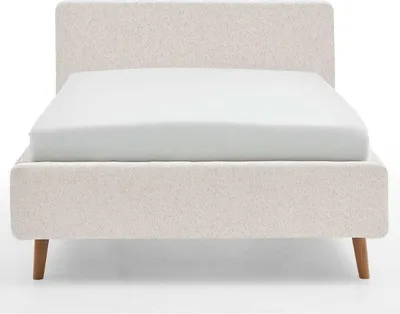Image de Lit rembourré Mattis | blanc peluche | 140 x 200 cm | sans sommier à lattes & coffre de lit
