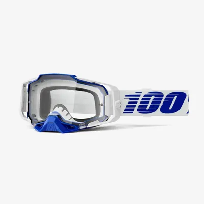 Produktbild von 100% Armega Motocross-Brille Weiß/Blau Clear Lens Helmtauglich