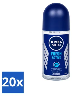 Produktbild von 20 x NIVEA MEN Fresh Active Antitranspirant Roll-On 50 ml - Vorteilspackung - 20 Stücke