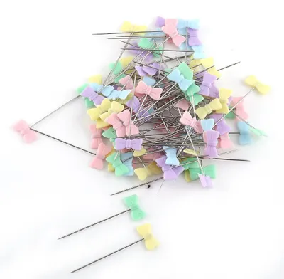 100 Stück DIY Patchwork-Nadeln, gerade Stecknadeln, Schmetterlingskrawatte