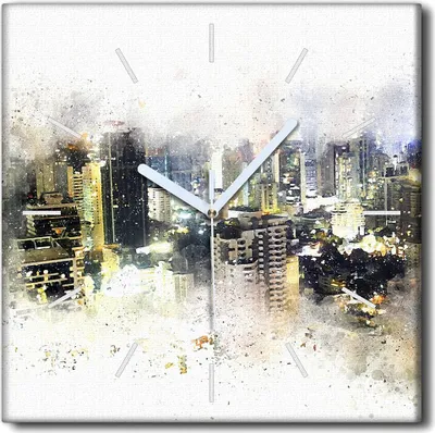 Produktbild von Coloray Uhr auf Leinwand 30x30 cm Wand Uhr Dekoration Wohnzimmer Segeltuch weiße Zeiger -Landschaftsabstraktion.