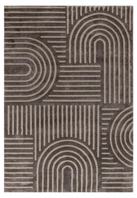Produktbild von Kurzflor Teppich, Wohnzimmer, Boho Geometrisch - Grau - 160cm x 230cm - Moderner Teppich