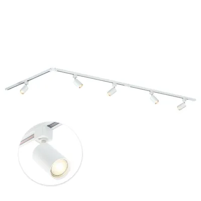 Produktbild von Qub Focus III - LED Schienensystem - Weiß - 1-Phasen - 300cm - 5x GU10 Spots - L-Form