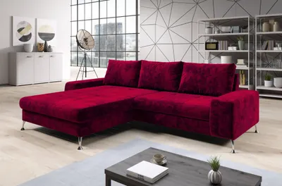 Obrázek produktu pro Stylová rozkládací sedačka CHRISTINE - červená, levý roh